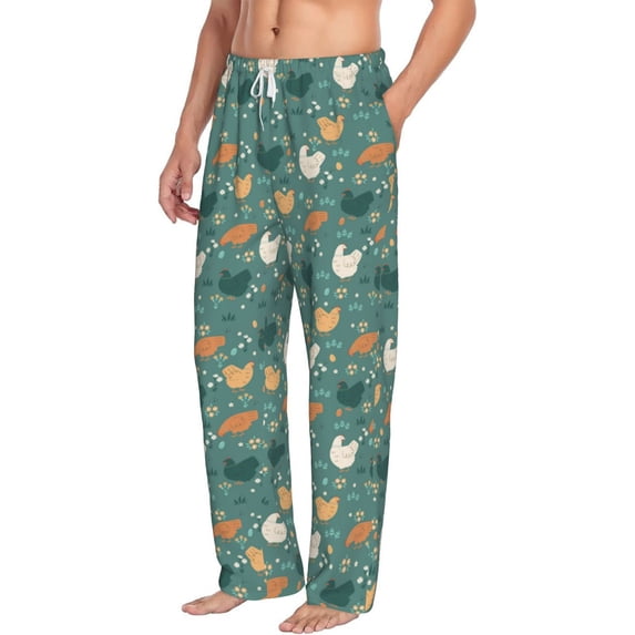 Goofa Flowe Rooster Printed Soft Pajama Pants for Men, Wide Leg Comfy Casual Lounge Yoga Pants-Small