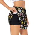 thumbnail image 1 of Goofa Flower Butterfly Printed Women 2 in 1 Running Shorts,Quick Dry Athletic Workout Shorts,High Waisted Athletic Shorts with Liner Pockets-Small, 1 of 9