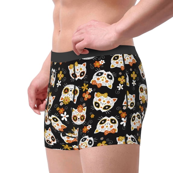 Goofa Flower Fox Printed Men's Boxer Briefs Underwear, Moisture-Wicking Underwear, Trunk,Soft and Breathable Cotton Underwear-X-Large