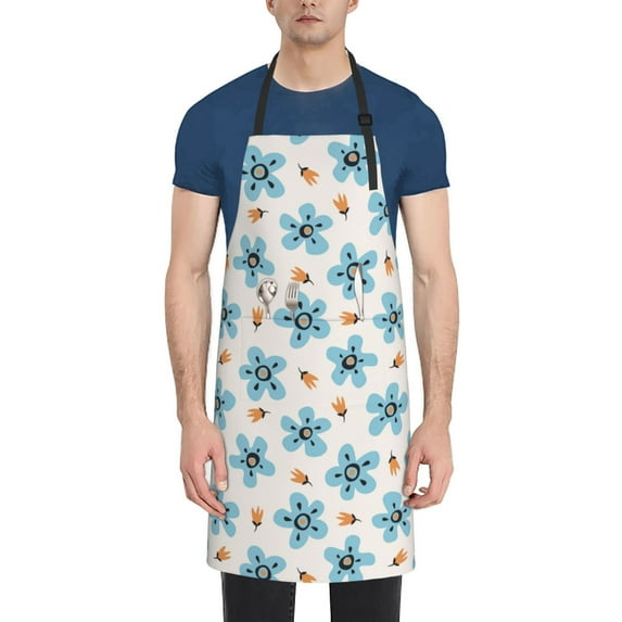 Goofa Flower Leaves Printed Waterproof Apron 33" Chef Aprons for Men Heavy Duty Chemical Work Apron Adjustable Bib Apron