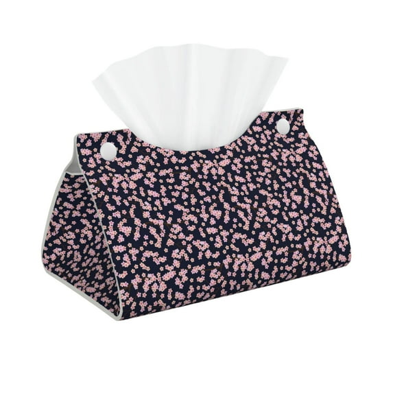 Goofa Flower Pink Pattern Triangle Square Tissue Box Cover, Modern PVC Leathe Facial Paper Holder,Decorative Holder/Organizer for Bathroom Vanity Countertop