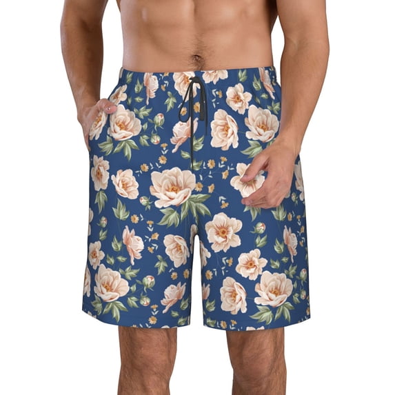 Goofa Flower Printed Mens Swim Trunks Summer Quick Dry Short Beach Swimwear Bathing Suits-XX-Large