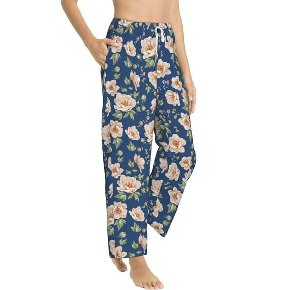 Goofa Flower Printed Soft Pajama Pants for Women, Wide Leg Comfy Casual Lounge Yoga Pants-XX-Large
