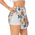 thumbnail image 1 of Goofa Flower Printed Women 2 in 1 Running Shorts,Quick Dry Athletic Workout Shorts,High Waisted Athletic Shorts with Liner Pockets-Large, 1 of 9