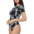 thumbnail image 1 of Goofa Flower Printed Women Rash Guard Short Sleeve,Tummy control Swimsuit Surfing Swimsuit Bathing Suit One Piece Swimsuit UPF 50-Small, 1 of 9