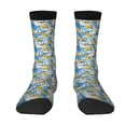 thumbnail image 1 of Goofa Flower and Sail Boat Printed Men's Crew Socks, Soft Durable Breathable Moisture-Wicking with Odor Control Cotton socks, 1 of 9