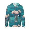 thumbnail image 1 of Goofa Flowers in Glass Vase Printed Women's UPF 50+ Sun Protection Hoodie Jacket Lightweight Long Sleeve Sun Shirt for Women with Pocket Hiking Outdoor-, 1 of 9