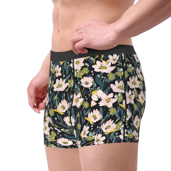 Goofa Flowers Printed Men's Boxer Briefs Underwear, Moisture-Wicking Underwear, Trunk,Soft and Breathable Cotton Underwear-X-Large