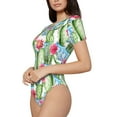 thumbnail image 1 of Goofa Flowers and Cactus Printed Women Rash Guard Short Sleeve,Tummy control Swimsuit Surfing Swimsuit Bathing Suit One Piece Swimsuit UPF 50-Medium, 1 of 9