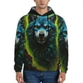 thumbnail image 1 of Goofa Fluorescent Wolf for Men's Hooded Sweatshirt - Lightweight Pullover Hoodie with Kangaroo Pocket, Perfect for Everyday Wear-Small, 1 of 7