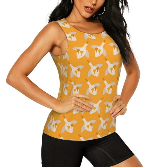 Goofa Flying Ducks Printed Womens Workout Tops for Women Sleeveless Yoga Shirts Athletic Running Tank Tops Sleeveless Gym Clothes Workout Apparel-