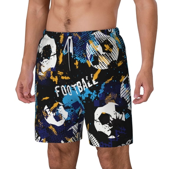 Goofa Football Printed Men's Swim Trunks Board Shorts Quick Dry Mens Swimming Trunks with Compression Liner,Breathable Fit Hawaii Beach Shorts-XX-Large
