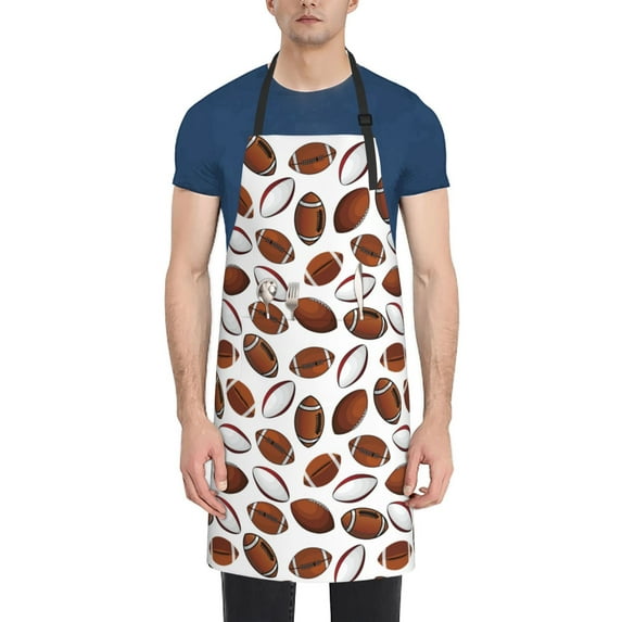 Goofa Football Printed Waterproof Apron 33" Chef Aprons for Men Heavy Duty Chemical Work Apron Adjustable Bib Apron