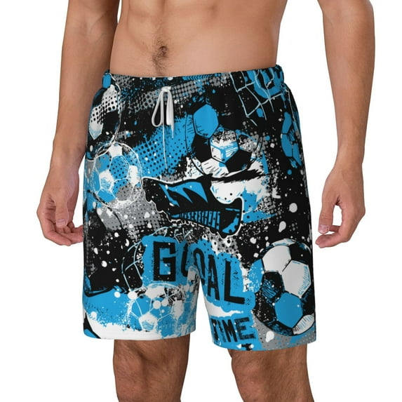 Goofa Football Time Printed Men's Swim Trunks Board Shorts Quick Dry Mens Swimming Trunks with Compression Liner,Breathable Fit Hawaii Beach Shorts-Medium