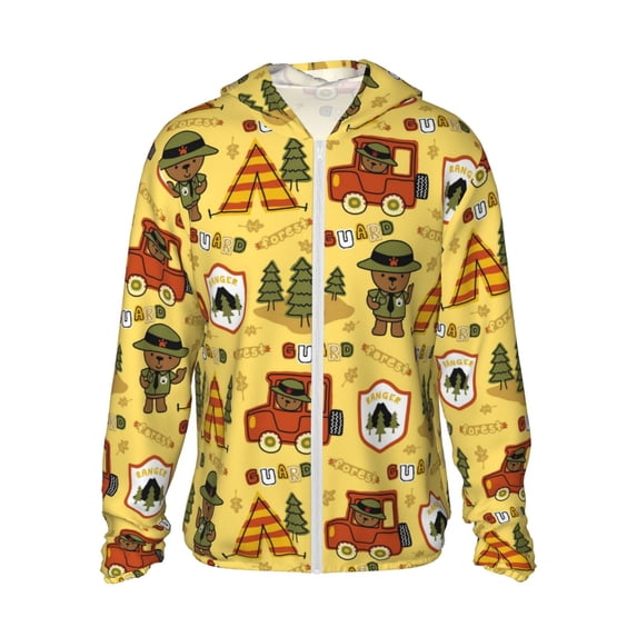 Goofa Forest Guard Printed Women's UPF 50+ Sun Protection Hoodie Jacket Lightweight Long Sleeve Sun Shirt for Women with Pocket Hiking Outdoor-Medium