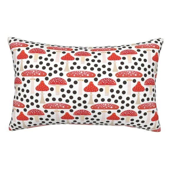 Goofa Forest Mushrooms Print Plush Throw Pillow Case, Soft Velvet with Hidden Zipper, Decorative Cushion Cover for Sofa, Bed, Car, and Home Décor-14"x20"