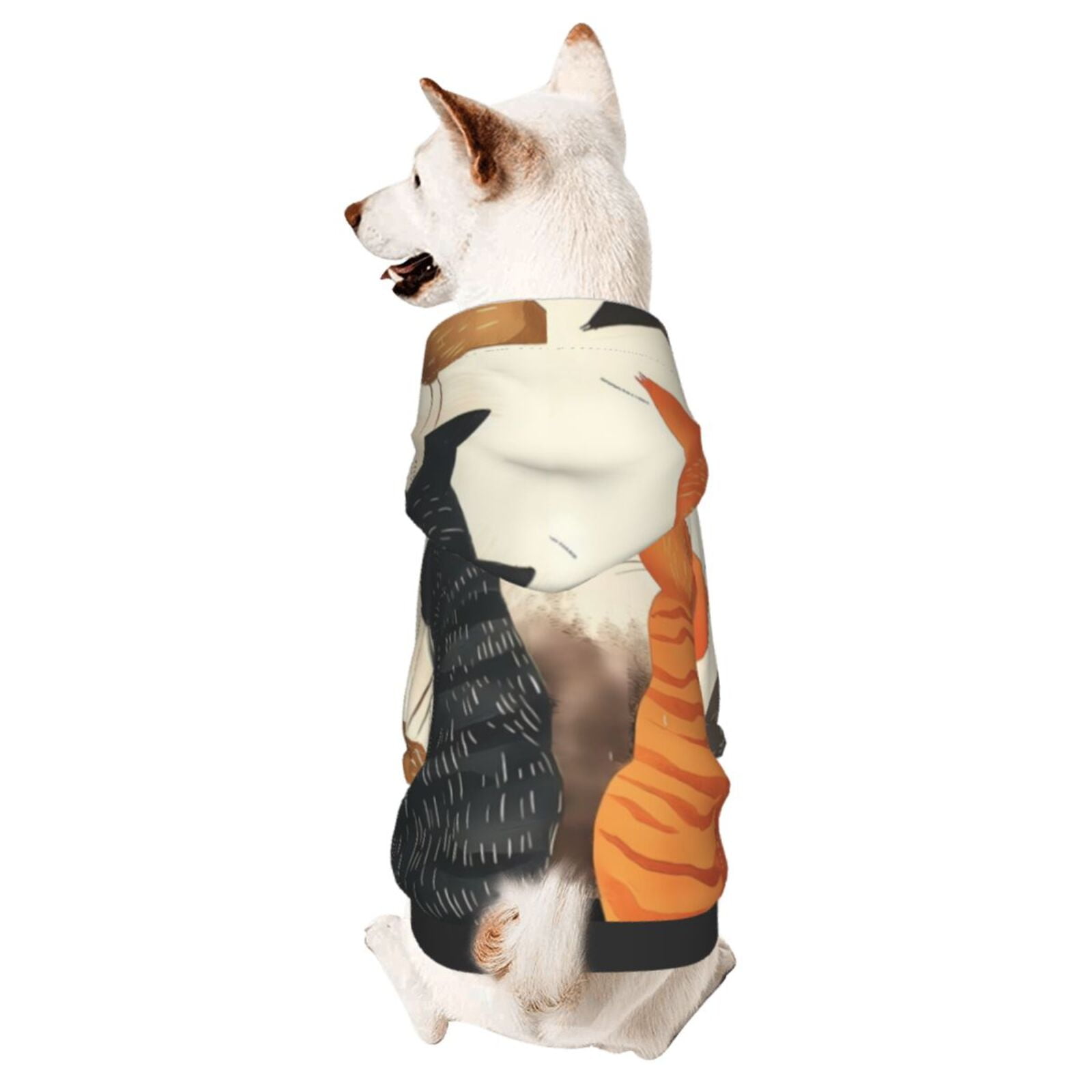 Goofa Four Cats Watching Rain Pattern Small Dog Sweater Hoodies Pet