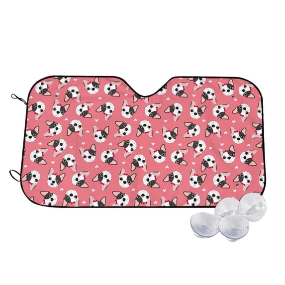 Goofa French Bulldog Face Printed Car Windshield Sunshade,Foldable Reflective Sun Visor,UV Protection Heat Blocker Sunshade,Car Cooling Accessory-
