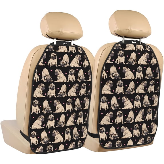 Goofa French Bulldog Pattern Car Back Seat Protector for Kids (2 Pack) ,Anti-kick Storage Mat for Car Seats,Shields from Footprints