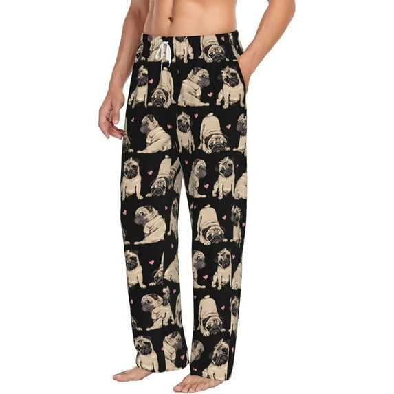 Goofa French Bulldog Printed Soft Pajama Pants for Men, Wide Leg Comfy Casual Lounge Yoga Pants-Large