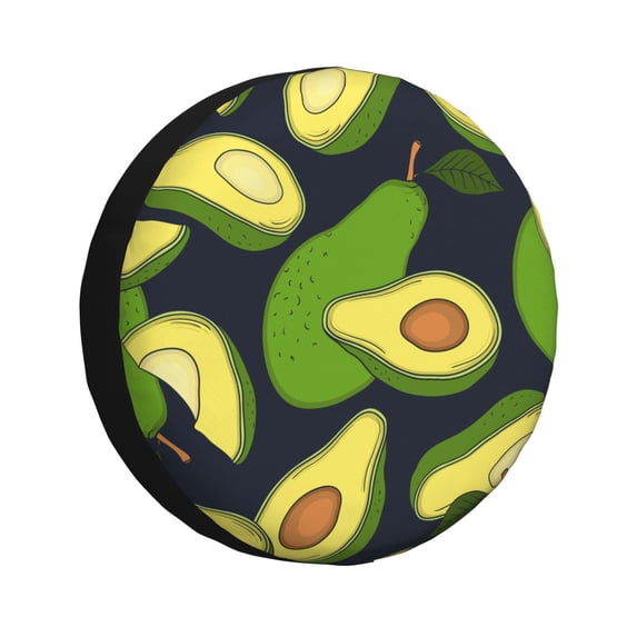 Goofa Fresh Avocado Pattern Universal Tire Cover for Jeep, SUV, Truck, and Trailer – Waterproof, UV-Resistant,Easy to Install, Fits 14"-17" Tires-17 inch