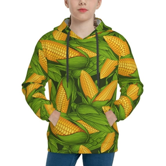 Goofa Fresh Corn 1 Pattern Hooded Sweatshirt for Youth Trendy youth sweatshirt Casual Hoodie for Boys and Girls-Small