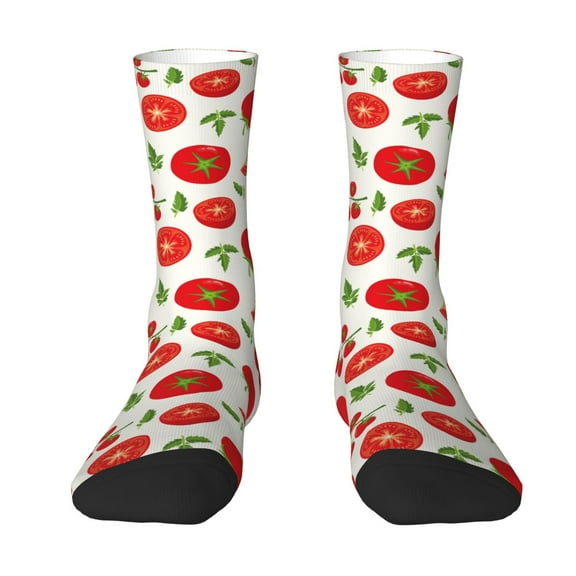 Goofa Fresh Red Tomato Printed Men's Crew Socks, Soft Durable Breathable Moisture-Wicking with Odor Control Cotton socks
