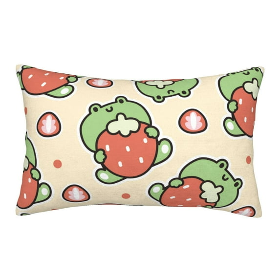 Goofa Frog Hold Strawberry Pattern Pillow Case – Plush & Soft Cushion Cover, Hypoallergenic Throw Pillow Case for Comfortable Sleep with Envelope Closure-16"x24"