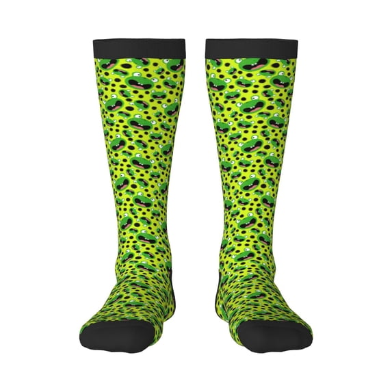 Goofa Frogs Pattern Adult Stockings, Color-Block Knee High Socks, Comfortable and Breathable, Soft and Stretchable, Sports, and Decoration