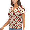 thumbnail image 1 of Goofa Fruit Apples Pattern Womens Deep V Neck Low Cut Tops Casual Summer Short Sleeve Ribbed Knit T-Shirts-Medium, 1 of 5