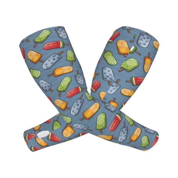 Goofa Fruit Ice Cream Pattern UV Sun Protection Arm Sleeves, UPF 50 Sports Cooling Arm Compression Sleeves for Men Women Teenager