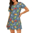 thumbnail image 1 of Goofa Fruit Ice Cream Print Women’s Cotton Nightdress – Short-Sleeved Sleep Dress, Casual Loose-Fit Lounge Wear, Comfortable and Stylish Sleepwear for Women, 1 of 6