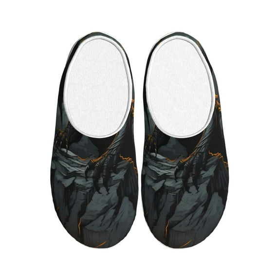 Goofa Full Moon Black Dragon Print Womens Mens Cotton Lightweight House Slippers , Washable Home Slippers,Indoor Comfy Bedroom Cozy Slippers-40/41