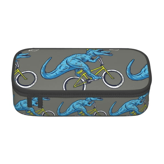 Goofa Fun Riding Dinosaur Pattern Pencil Case, Multi- Slot Pencil Pouch, Portable Pencil Bag, Pen Case for& Office