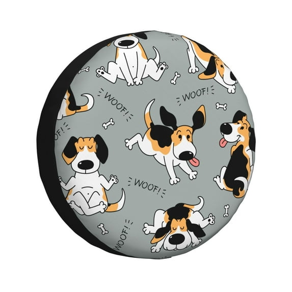Goofa Funny Beagle Active Dog Pattern Universal Tire Cover for Jeep, SUV, Truck, and Trailer – Waterproof, UV-Resistant,Easy to Install, Fits 14"-17" Tires-14 inch