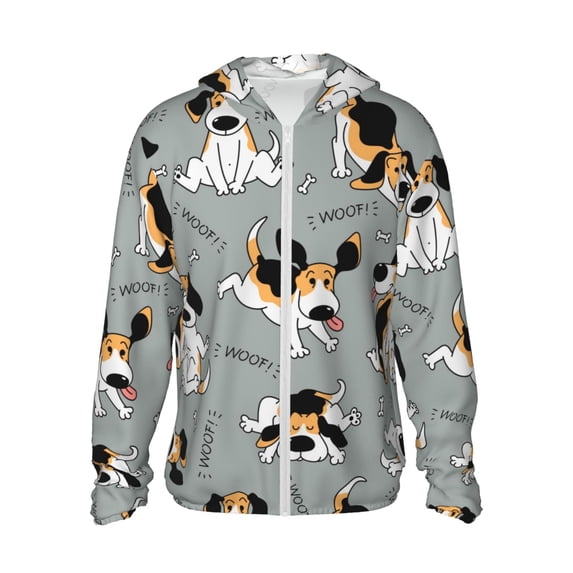 Goofa Funny Beagle Active Dog Printed Women's UPF 50+ Sun Protection Hoodie Jacket Lightweight Long Sleeve Sun Shirt for Women with Pocket Hiking Outdoor-Large