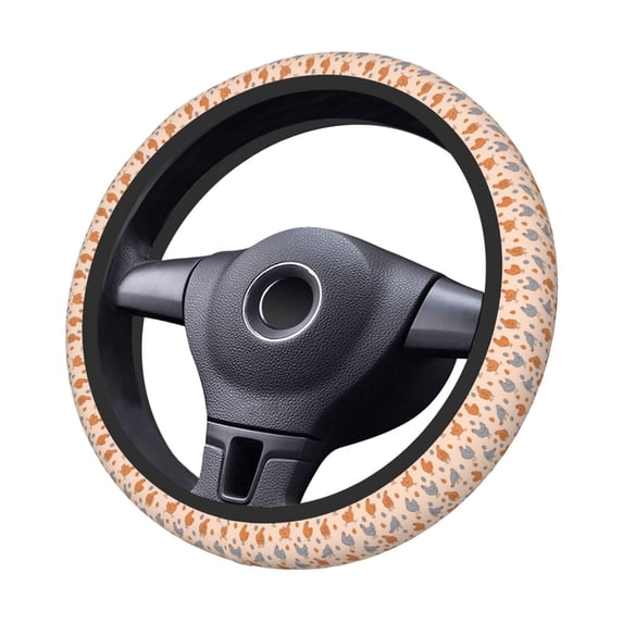 Goofa Funny Chicken Pattern Elastic Stretch Steering Wheel Cover,Universal 15 inch, Microfiber Breathable Ice Silk, Anti-Slip, Odorless, Easy Carry