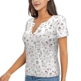 thumbnail image 1 of Goofa Funny Chicken Pattern Womens Deep V Neck Low Cut Tops Casual Summer Short Sleeve Ribbed Knit T-Shirts-Large, 1 of 5
