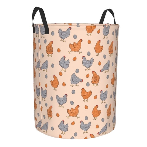 Goofa Funny Chicken Printed Circular Hamper,Laundry Basket with Handles,Storage Baskets Foldable,Large Capacity Laundry Hamper-Small