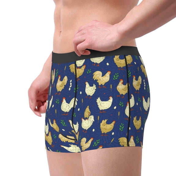 Goofa Funny Chicken Printed Men's Boxer Briefs Underwear, Moisture-Wicking Underwear, Trunk,Soft and Breathable Cotton Underwear-Medium