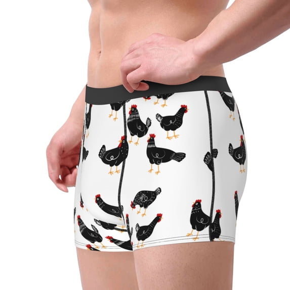 Goofa Funny Chicken Printed Men's Boxer Briefs Underwear, Moisture-Wicking Underwear, Trunk,Soft and Breathable Cotton Underwear-Small