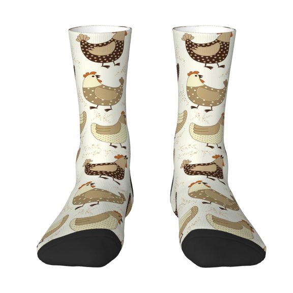 Goofa Funny Chicken Printed Men's Crew Socks, Soft Durable Breathable Moisture-Wicking with Odor Control Cotton socks