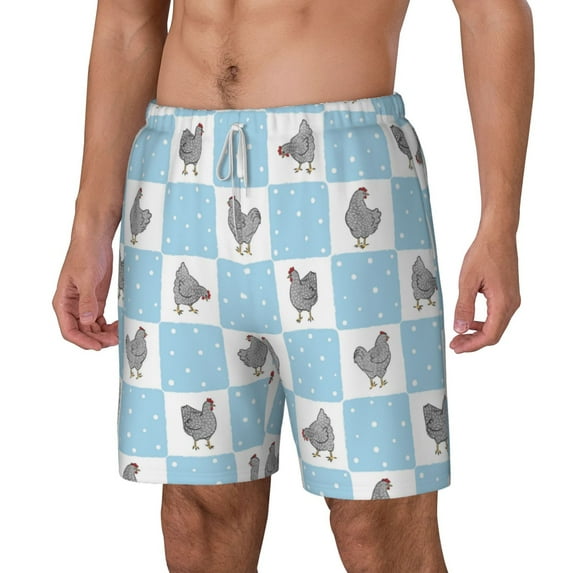 Goofa Funny Chicken Printed Men's Swim Trunks Board Shorts Quick Dry Mens Swimming Trunks with Compression Liner,Breathable Fit Hawaii Beach Shorts-X-Large