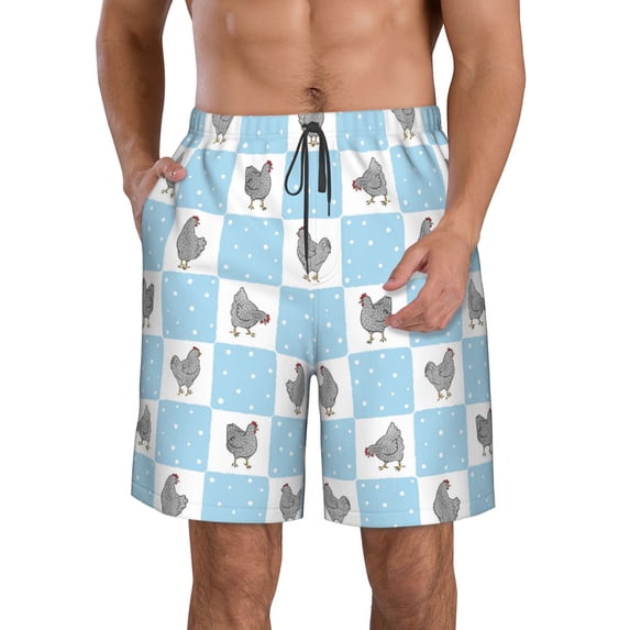 Goofa Funny Chicken Printed Mens Swim Trunks Summer Quick Dry Short Beach Swimwear Bathing Suits-3X-Large