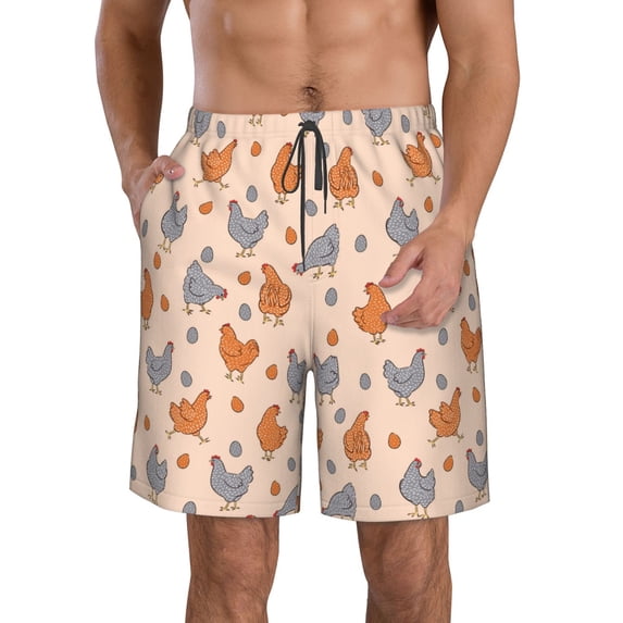 Goofa Funny Chicken Printed Mens Swim Trunks Summer Quick Dry Short Beach Swimwear Bathing Suits-X-Large