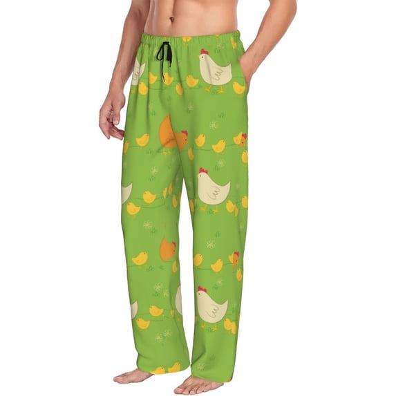 Goofa Funny Chicken Printed Soft Pajama Pants for Men, Wide Leg Comfy Casual Lounge Yoga Pants-Large