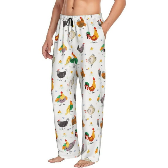 Goofa Funny Chicken Printed Soft Pajama Pants for Men, Wide Leg Comfy Casual Lounge Yoga Pants-XX-Large