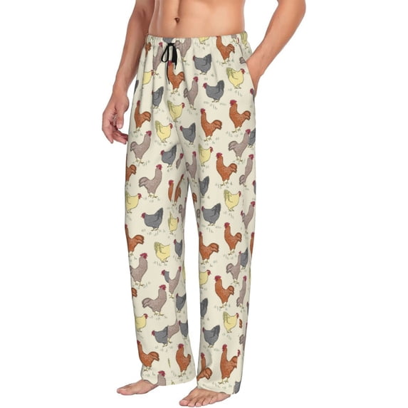 Goofa Funny Chicken Printed Soft Pajama Pants for Men, Wide Leg Comfy Casual Lounge Yoga Pants-XX-Large