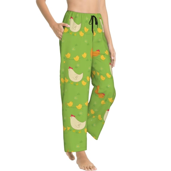 Goofa Funny Chicken Printed Soft Pajama Pants for Women, Wide Leg Comfy Casual Lounge Yoga Pants-X-Large