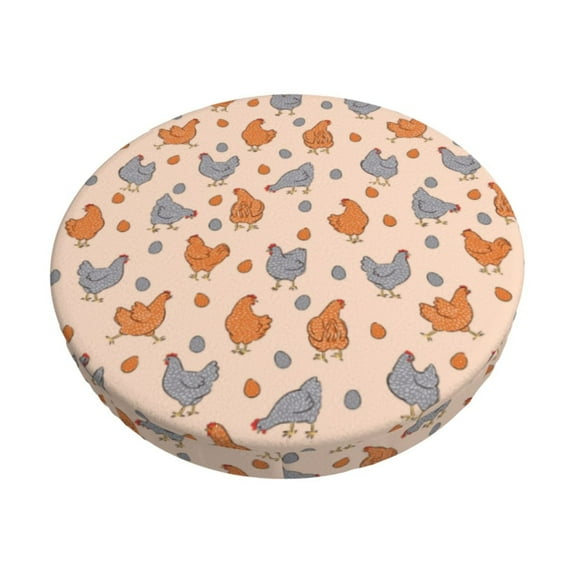 Goofa Funny Chicken Printed Stool Covers Round, Waterproof Round Bar Stool Covers Anti-Slip Round Bar Stool Seat Cover with Elastic Bands Durable -14 inch